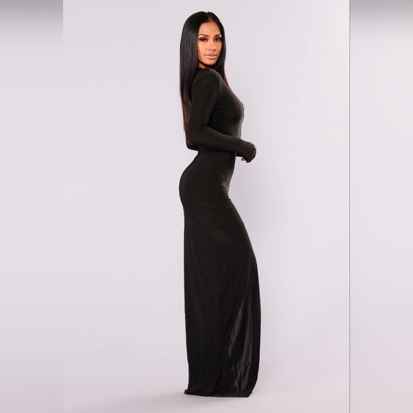 🥀🌻 Long Sleeve Thigh High Slit Dress - Picture 6 of 7